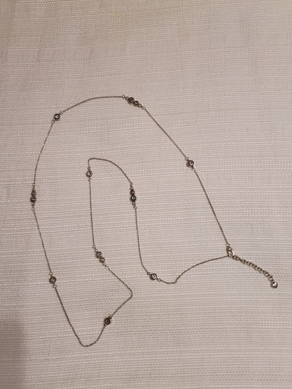 Brighton Silver Station Necklace with White Crystal Accents